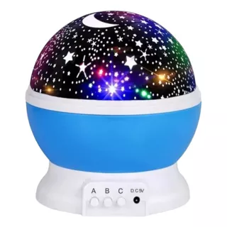 Velador Lampara Luz De Noche Proyector Estrellas Giratorio Color Azul