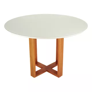 Mesa De Jantar Jequitibá Tampo Redondo Base Quadrada  90 cm