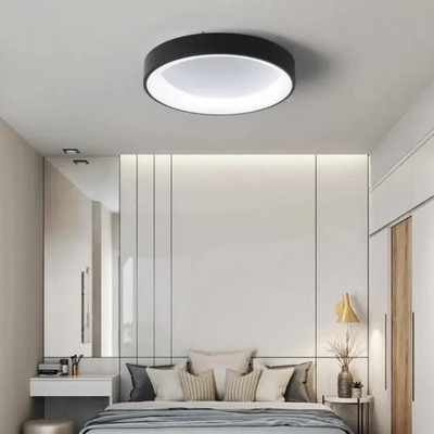 Plafon Led Halo Negro 80cm Cct Deco Moderno Luz Desing Negro