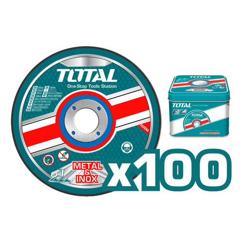 Set 100 Discos De Corte Metal Total Para Amoladora, 4.1/2'' 115mm, 1.0mm Espesor - TAC210115100