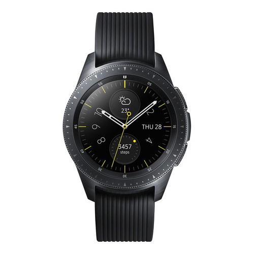 Samsung Galaxy Watch (Bluetooth) 1.2" caja 42mm de  acero inoxidable  midnight black, malla  black de  silicona SM-R810