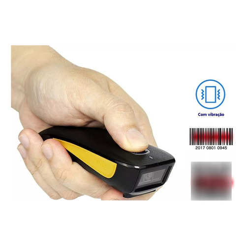 Escáner de código de barras inalámbrico Bluetooth, color negro/amarillo, tipo de conector de cable USB