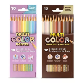 Lápis De Cor 22 Cores  Multicolor  (10 Tom Pastel + 12 Pele)