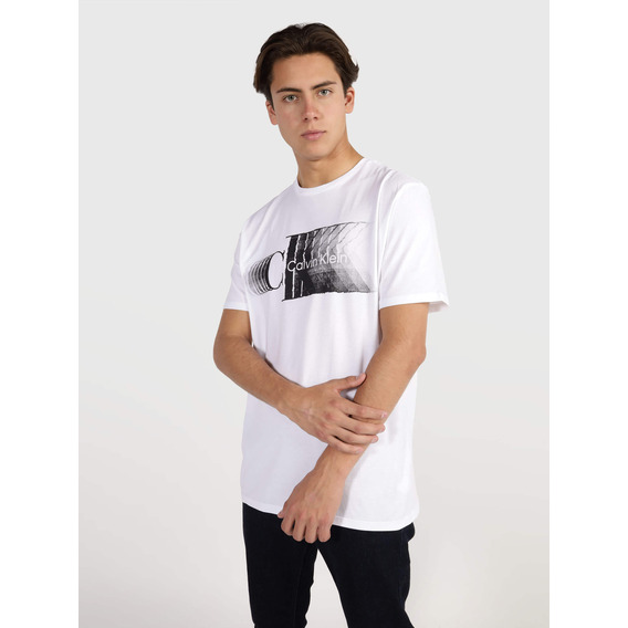 Playera Blanca Para Hombre Con Monograma Calvin Klein