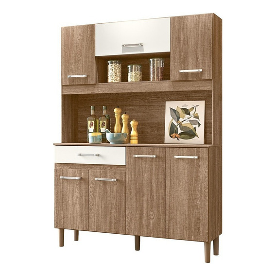 Mueble Cocina Bajo Mesada Aereos Kit Completo Magazin 120 Color Rústico