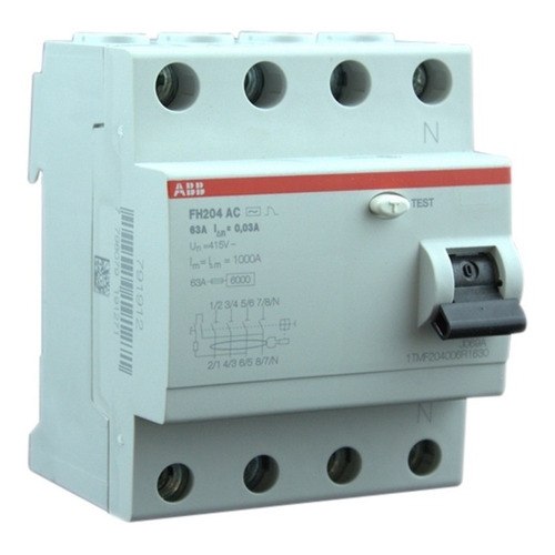 Disyuntor Diferencial Tetrapolar 4x63a 0.03a Fh204