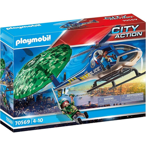 Figura Armable Playmobil City Action Helicóptero De Policía 19 Piezas 3+