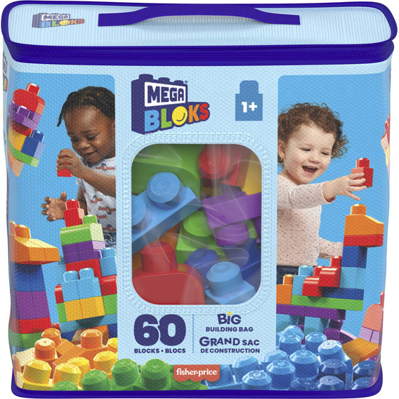 Mega Bloks Bolsa De Construcción 60 Piezas Versión Azul