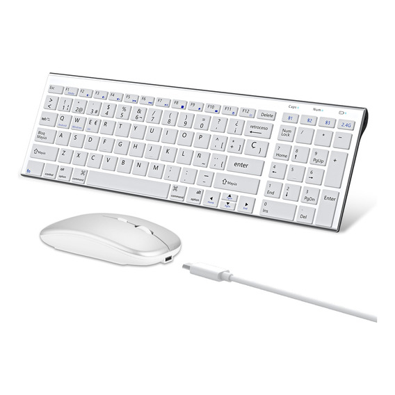 Kit Teclado Y Mouse Usb Inalambrico Bluetooth Recargable