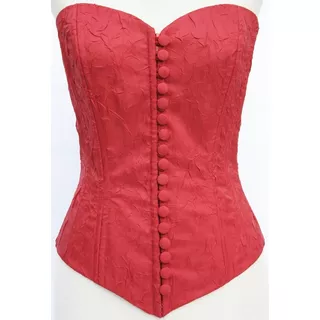 Corset Tafeta Crash Rojo Con Cierre Y Botones