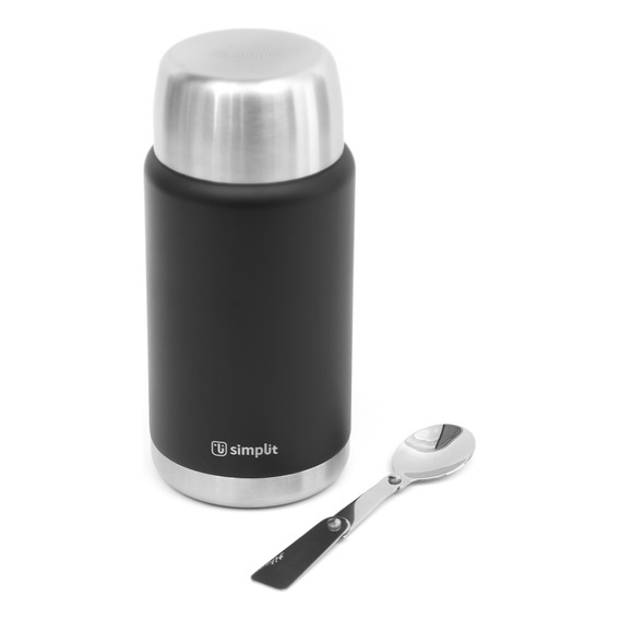 Termo De Comida Insulado Acero Inox 750 Ml Negro Simplit