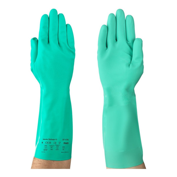 Guantes Solvex Ansell Nitrilo Verde 37-175 Paq 12 Pares