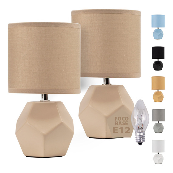 Set De 2 Lamparas De Mesa Buro Ceramica Estilo Minimalista Color de la estructura Beige