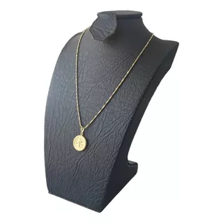 Cadena Collar Dije Medalla San Benito Oro Laminado 18 Mujer 