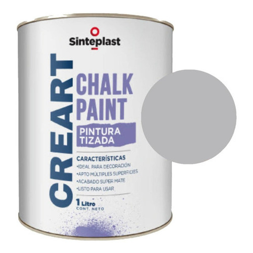 Pintura A La Tiza Creart Chalk Sinteplast X 1 L / Camino 1 Color Gris antiguo