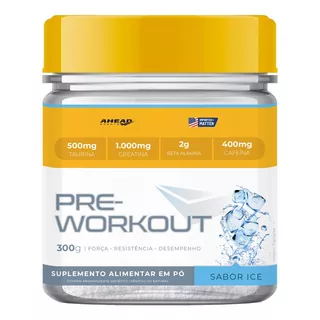 Suplemento Em Pó Pré Treino 300g Ahead Sports Sabor Blue Ice