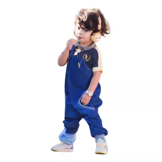 Macacão Infantil Jeans Longo Jardineira De Criança Com Bolso