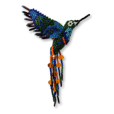 Figura Decorativa De Colibrí  , Azul, Naranja Y Verde,...