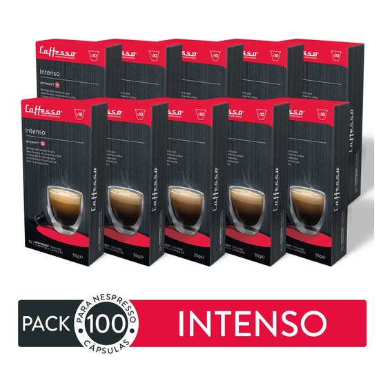 100 Cápsulas Caffesso Intenso - Para Nespresso Intensidad 12