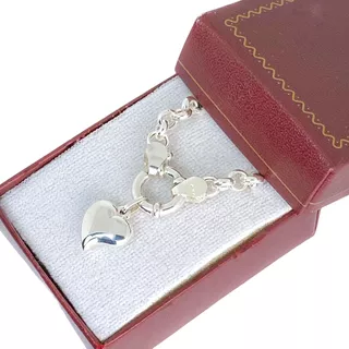 Pulsera Rolo Con Dije Corazón Plata 925 (ki5004)