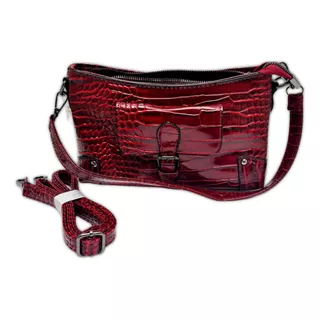 Bolsa Dama Con Asa Pequeña Y Asa Crossbody. Color Rojo