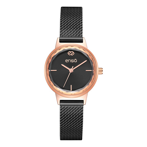 Reloj De Pulsera Enso Para Mujer Ew1052l3 Negro Color del bisel Oro rosa