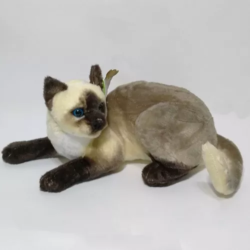Pelúcia Gato Realista Siamês 30cm - Shoptoys Brinquedos e Colecionáveis