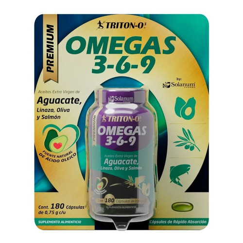 Solanum Omegas 3 6 9 Aceite De Aguacate 180 Caps Sfn Sabor Sin sabor