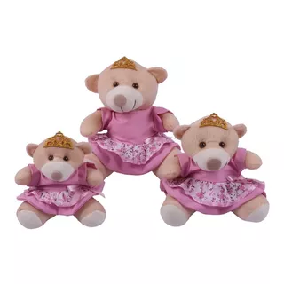 Trio Ursa Princesa Com Coroa Para Nichos 15/20/25cm