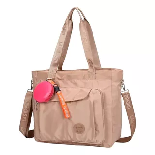 Cartera Bandolera Las Oreiro Tote Bag Mujer Beige Negro Color Beige 22093 Diseño De La Tela Liso