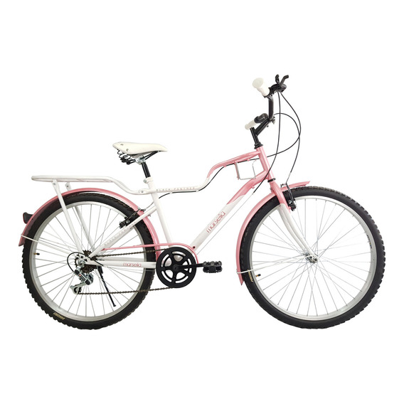 Bicicleta Vintage Urbana 6 Vel Parrilla Porta Anfora Rod 26 Color Rosa