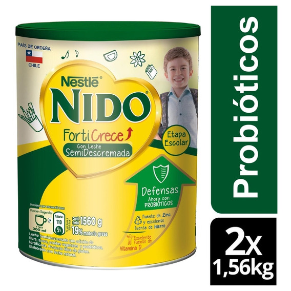 Leche En Polvo Nido® Forticrece  Probióticos 1560g X2 Tarros