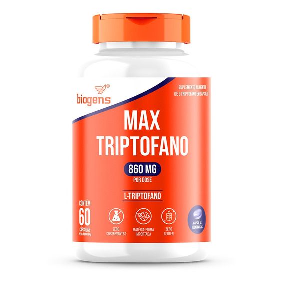 Max Triptófano, 860 mg de L-triptófano, 60 cápsulas blandas, Biogen