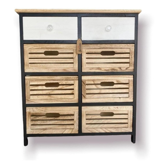 Mueble 6 Cajones Negro Y Blanco- S4132