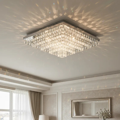 Lampara Plafon Lluvia Cristal 8 Luces Led Piazza Pal Cromo