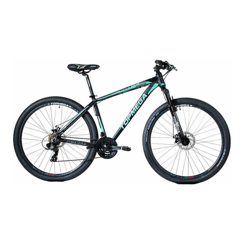 Mountain bike TopMega MTB Sunshine R29 18" 21v frenos de disco mecánico cambios Shimano Tourney TZ31 y Shimano Tourney color celeste  