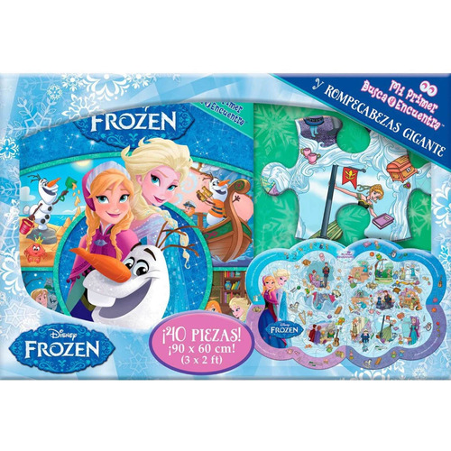 Libro Disney Frozen Busca Y Encuentra + Rompecabezas Gigante