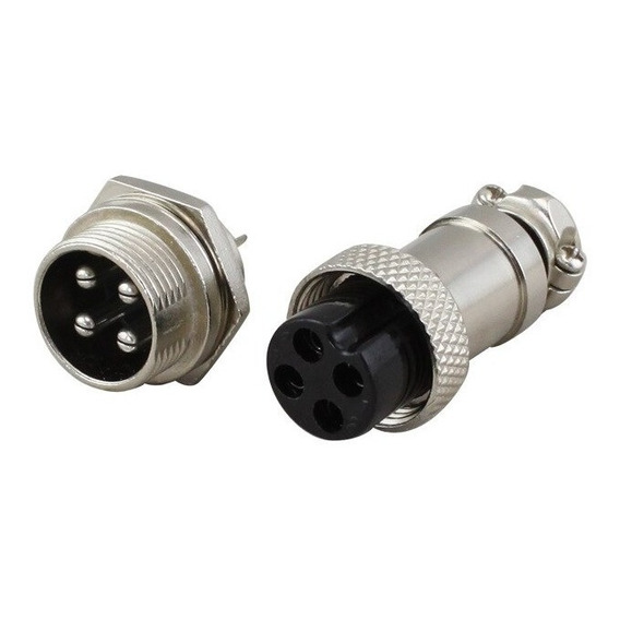 Par Conector Gx16 4 Pines Macho Aéreo Y Hembra Para Chasis