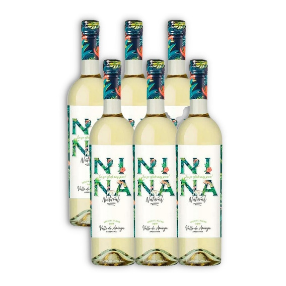 Vino Blanco Nina Natural En Su Estado Más Puro Caja X6 750ml