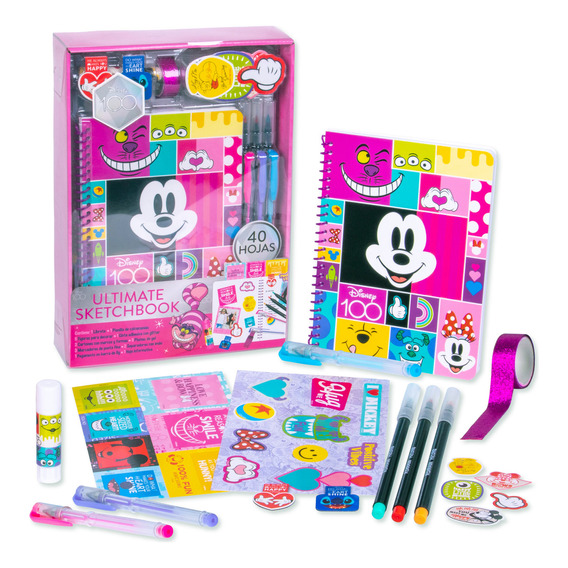 Set De Diario Mickey Mouse Libreta Disney Journal Para Niños Color Rosa