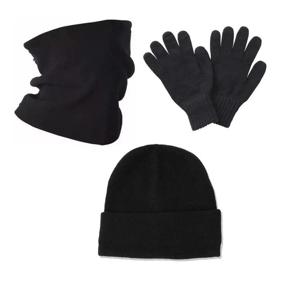 Kit De Cuello Polar Tapa Boca + Guante Magico + Gorro Rocky 