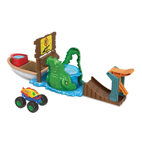 Pista Hot Wheels Monster Trucks Mordida En El Pantano Color Multicolor