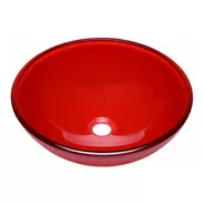Bacha Baño Apoyo 30 Cm Vidrio Color Rojo