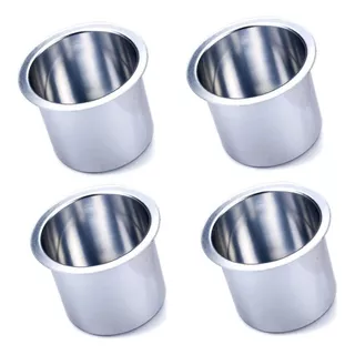 4 Porta Vasos De Aluminio Pulido 9 X 7 X 7 Cm