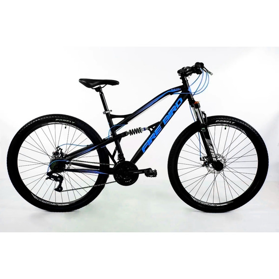 Mountain bike Fire Bird MTB Doble suspensión  2022 R29 18" 21v frenos de disco mecánico cambios Shimano color negro/azul  