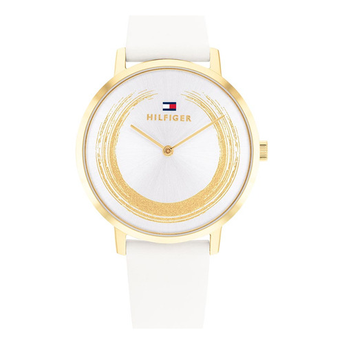 Reloj Tommy Hilfiger Para Mujer De Cuero Blanco 1782605 Color de la malla Dorado Color del bisel Dorado