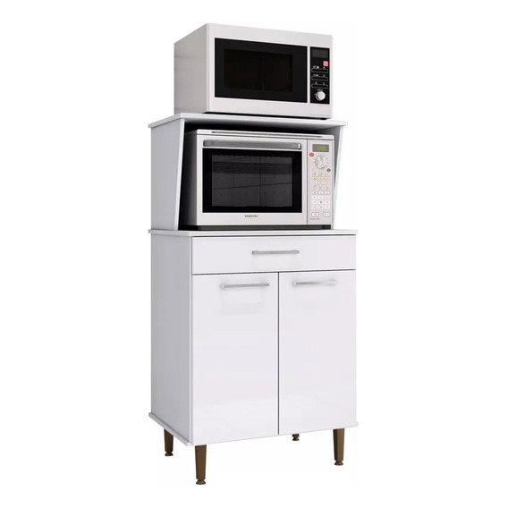 Mueble Cocina Microondas Multiuso 2 Puertas 1 Cajón Blanco