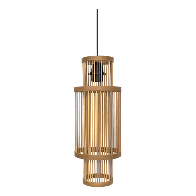 Colgante Deco Moderno De Bambu 15x40 Natural Apto Led E27 