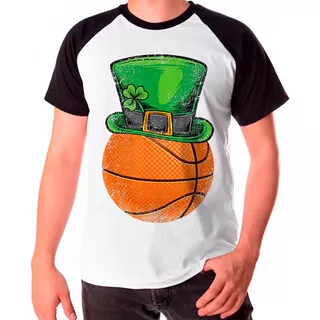 Camiseta Masculina Raglan Bco Patricks Day Basquete Cartola 