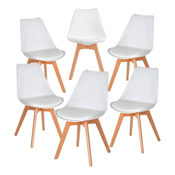 Set 6 Sillas Eames Tulip Asiento Acolchado Comedor Sala